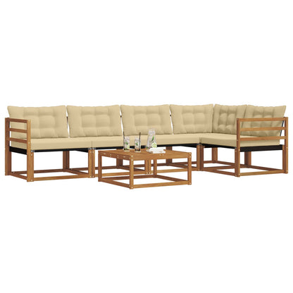 Set di divani da esterno con cuscino 6 pcs Naturale e Beige | homemem39