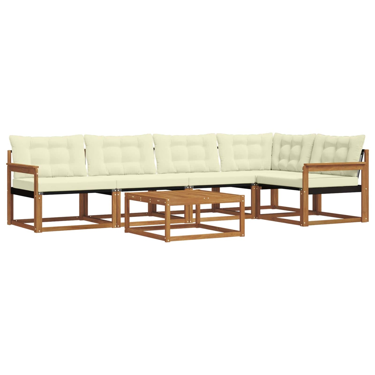 Set di divani da esterno con cuscino 6 pcs Naturale e Crema