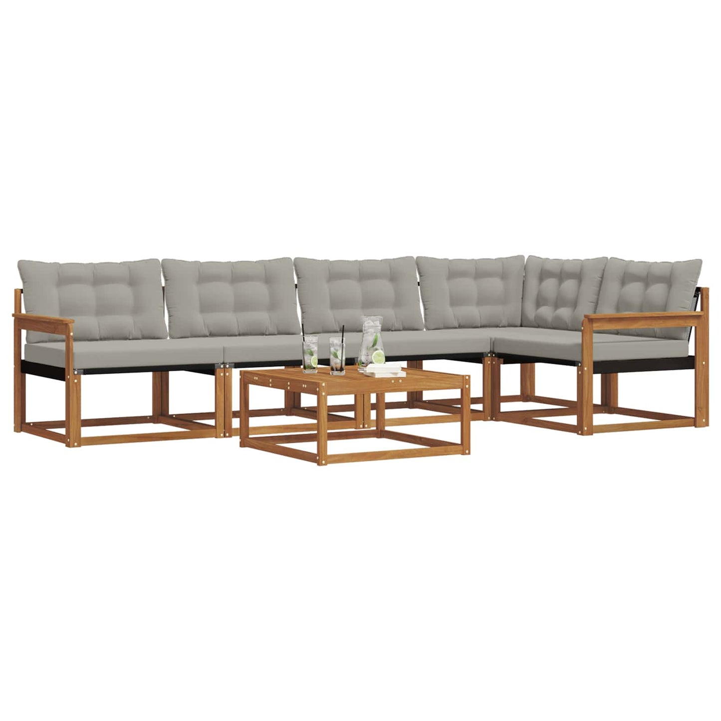Set di divani da esterno 6 pcs Grigio Naturale e Chiaro | homemem39