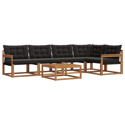 Set di divani da esterno con cuscino 6 pcs Naturale e Nero
