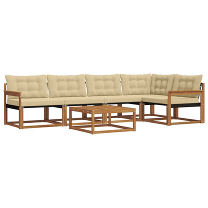 Set di divani da esterno con cuscino 6 pcs Naturale e Beige