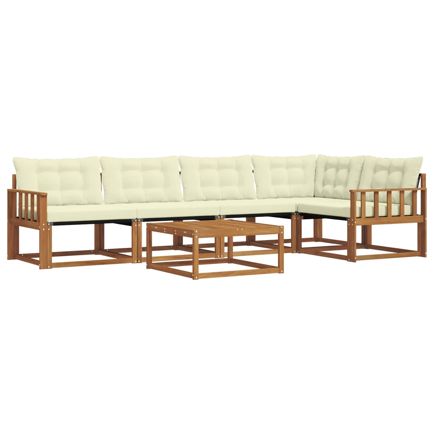 Set di divani da esterno con cuscino 6 pcs Naturale e Crema