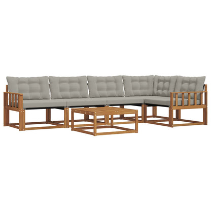 Set di divani da esterno 6 pcs Grigio Naturale e Chiaro