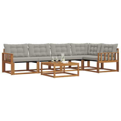 Set di divani da esterno 6 pcs Grigio Naturale e Chiaro