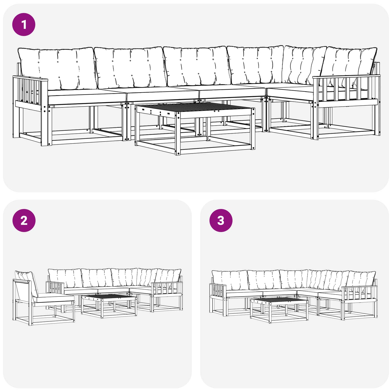 Set di divani da esterno 6 pcs Grigio Naturale e Chiaro | homemem39