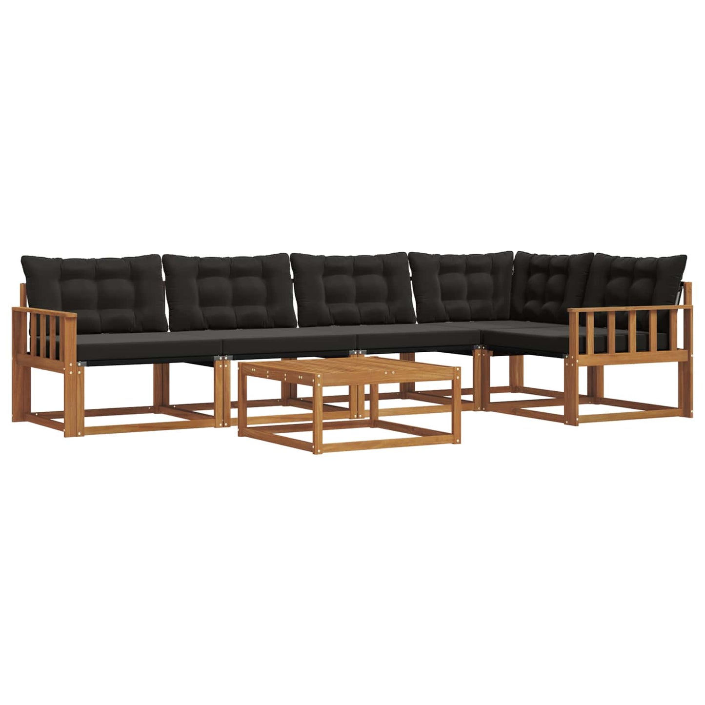 Set di divani da esterno con cuscino 6 pcs Naturale e Nero | homemem39
