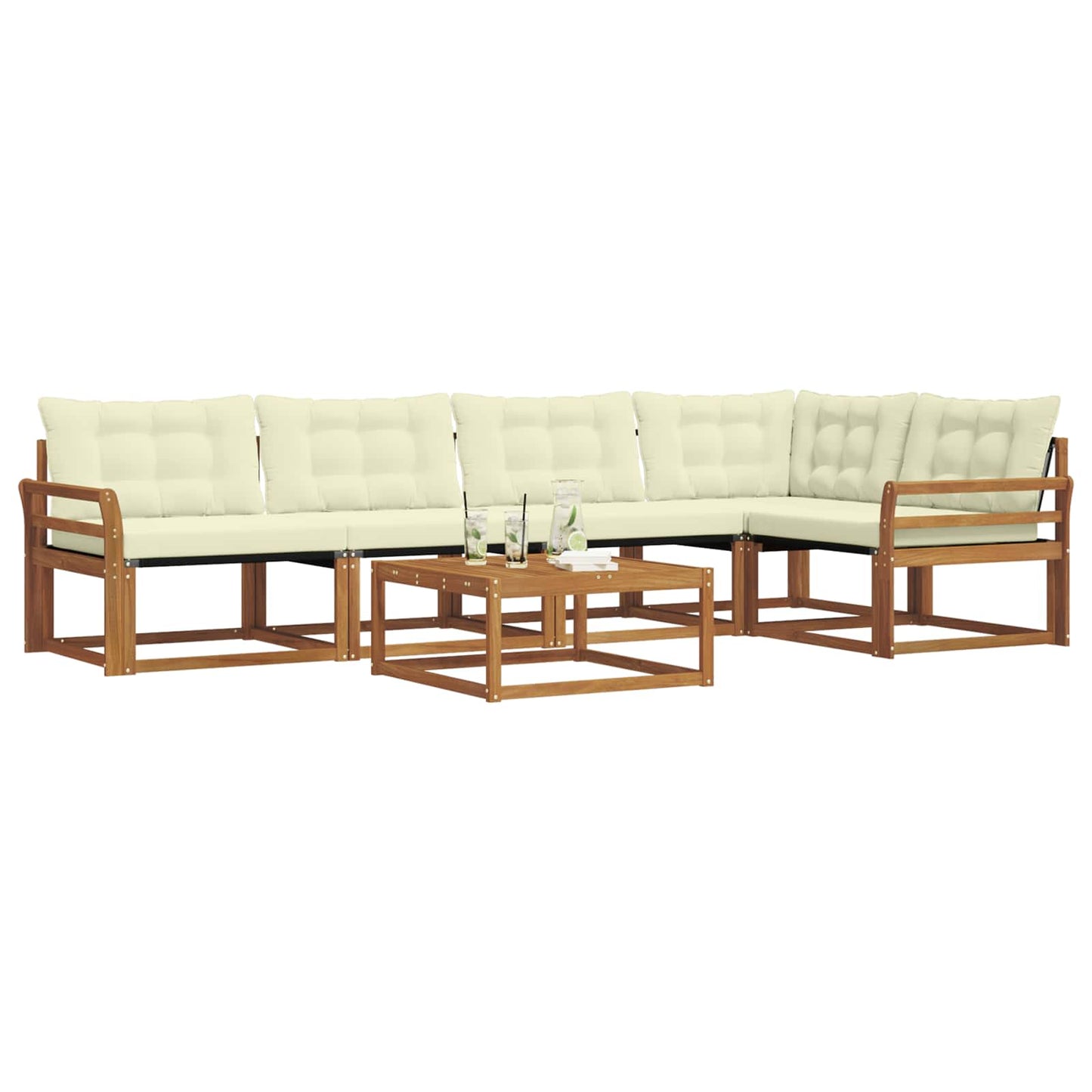 Set di divani da esterno con cuscino 6 pcs Naturale e Crema | homemem39