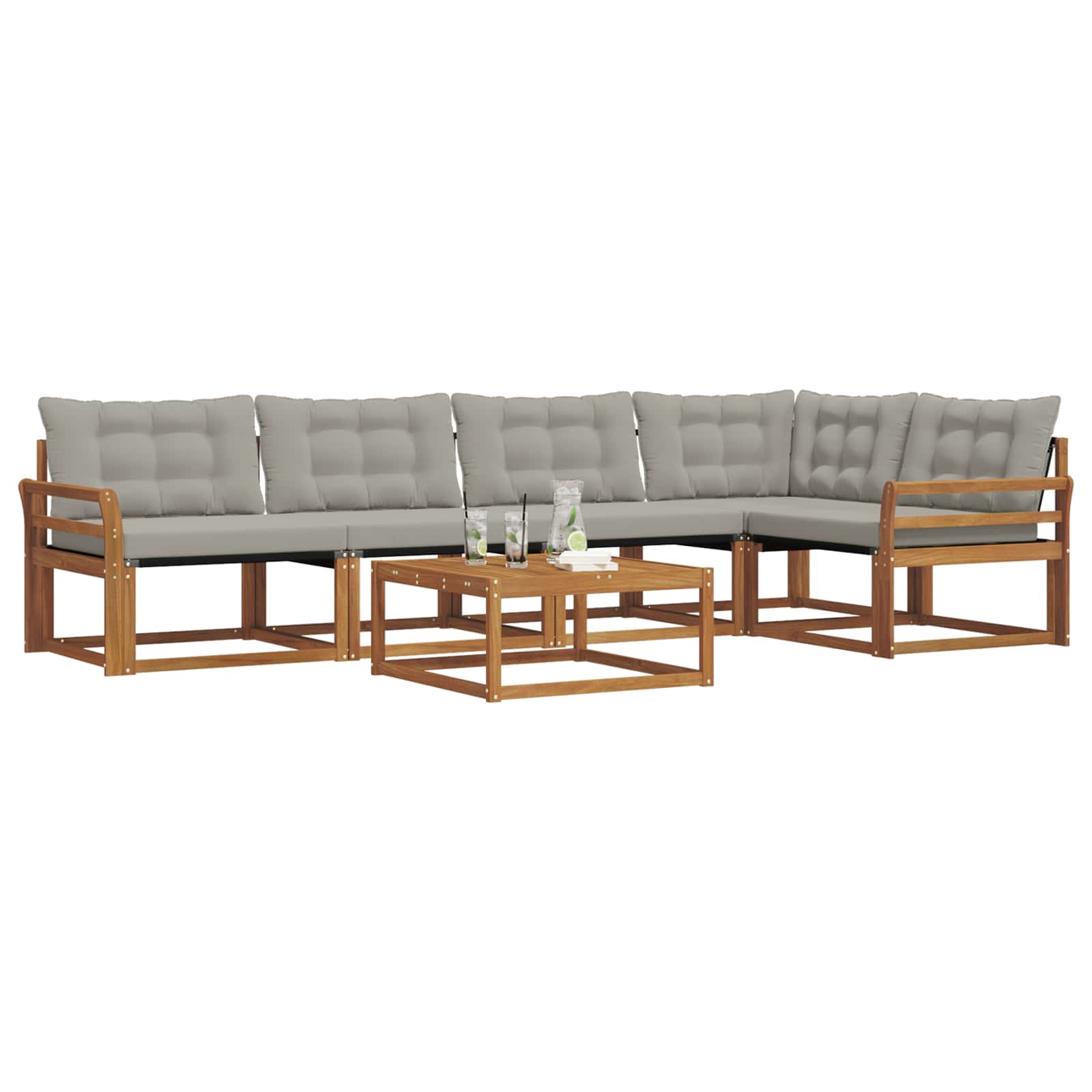 Set di divani da esterno 6 pcs Grigio Naturale e Chiaro | homemem39