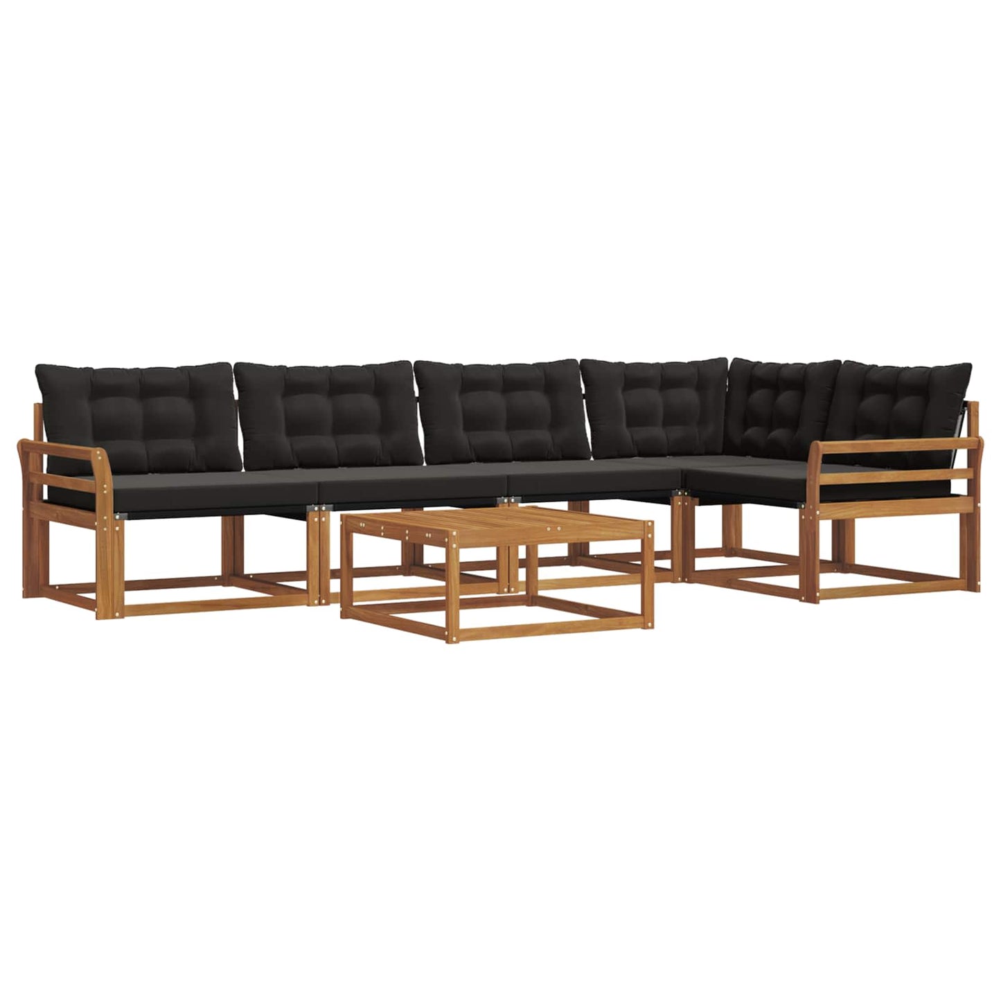 Set di divani da esterno con cuscino 6 pcs Naturale e Nero | homemem39