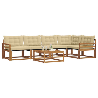 Set di divani da esterno con cuscino 6 pcs Naturale e Beige | homemem39