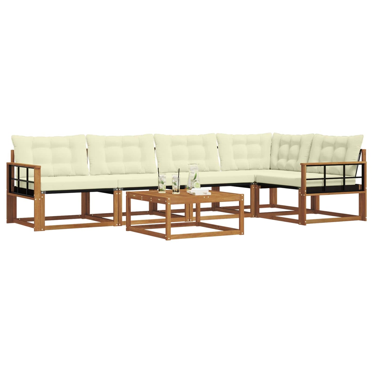 Set di divani da esterno con cuscino 6 pcs Naturale e Crema | homemem39