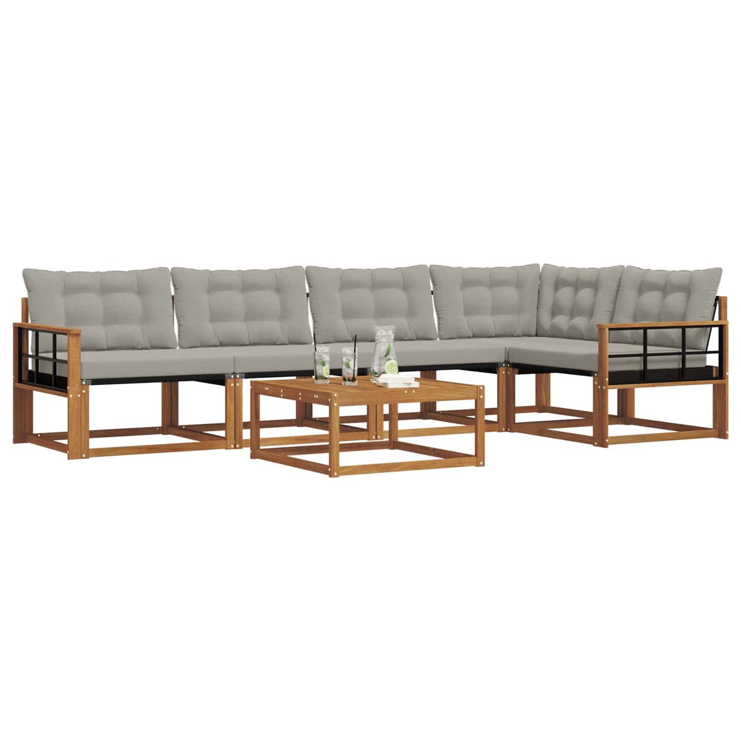 Set di divani da esterno 6 pcs Grigio Naturale e Chiaro | homemem39