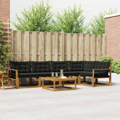 Set di divani da esterno con cuscino 6 pcs Naturale e Nero