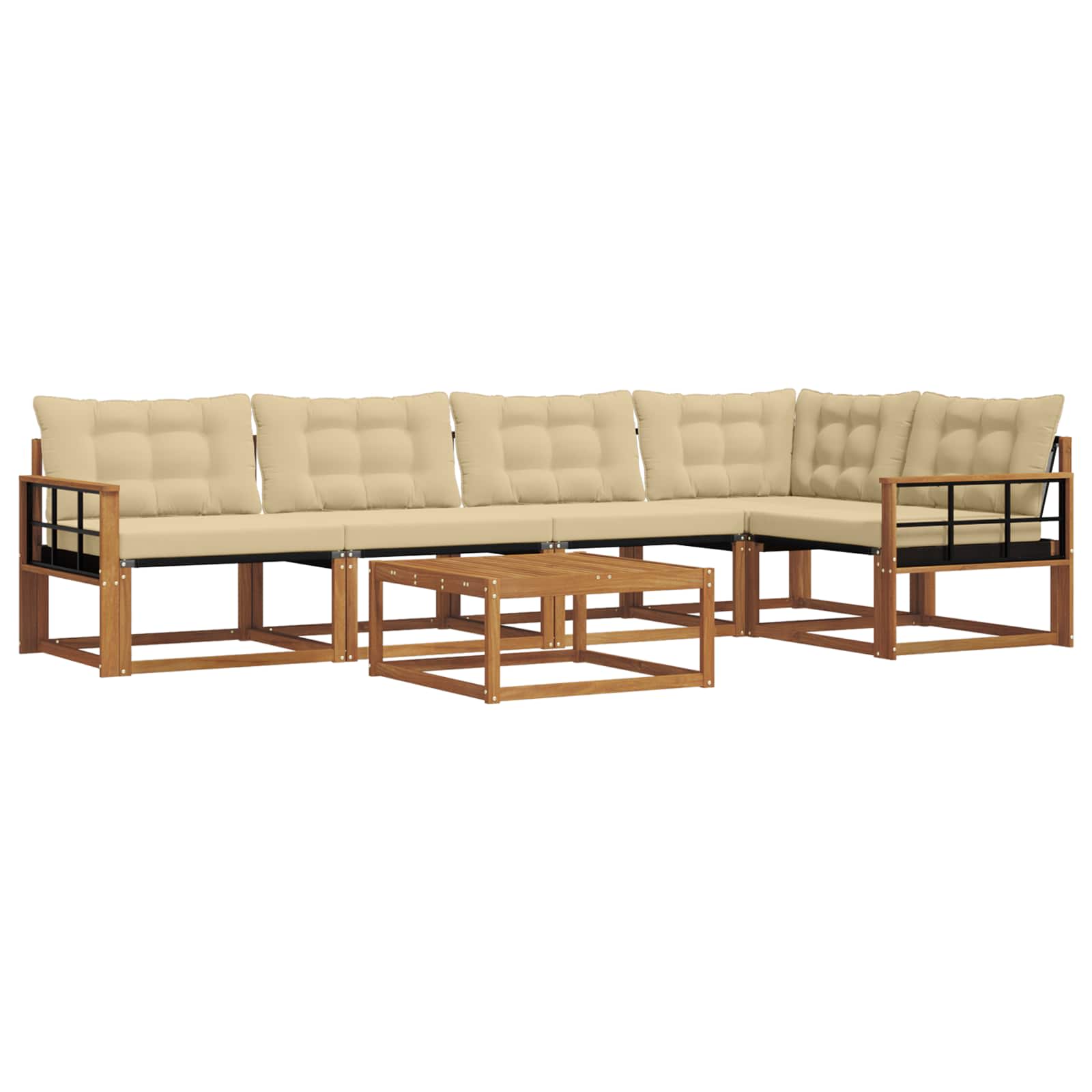 Set di divani da esterno con cuscino 6 pcs Naturale e Beige | homemem39
