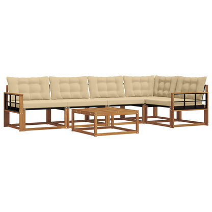Set di divani da esterno con cuscino 6 pcs Naturale e Beige | homemem39