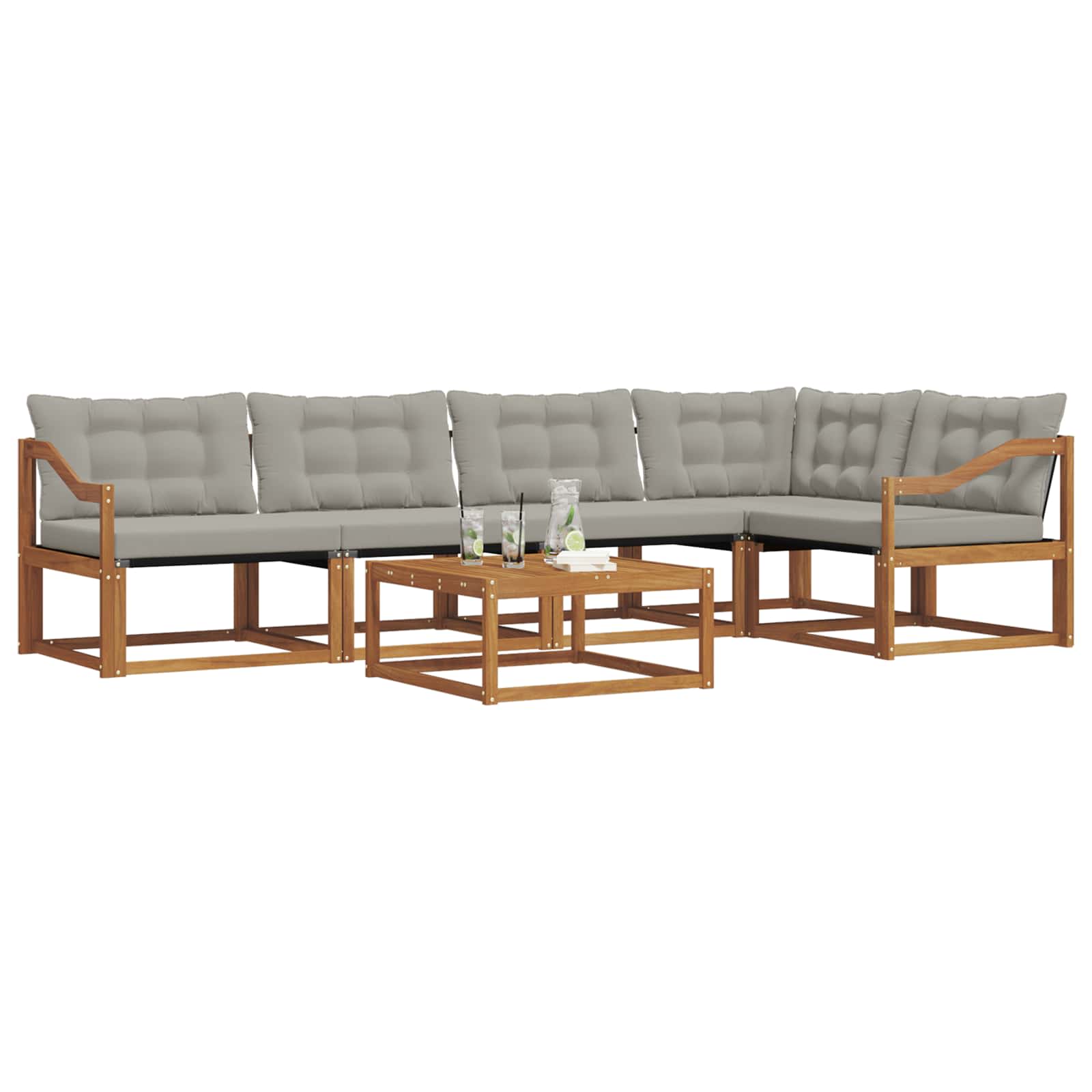 Set di divani da esterno 6 pcs Grigio Naturale e Chiaro | homemem39