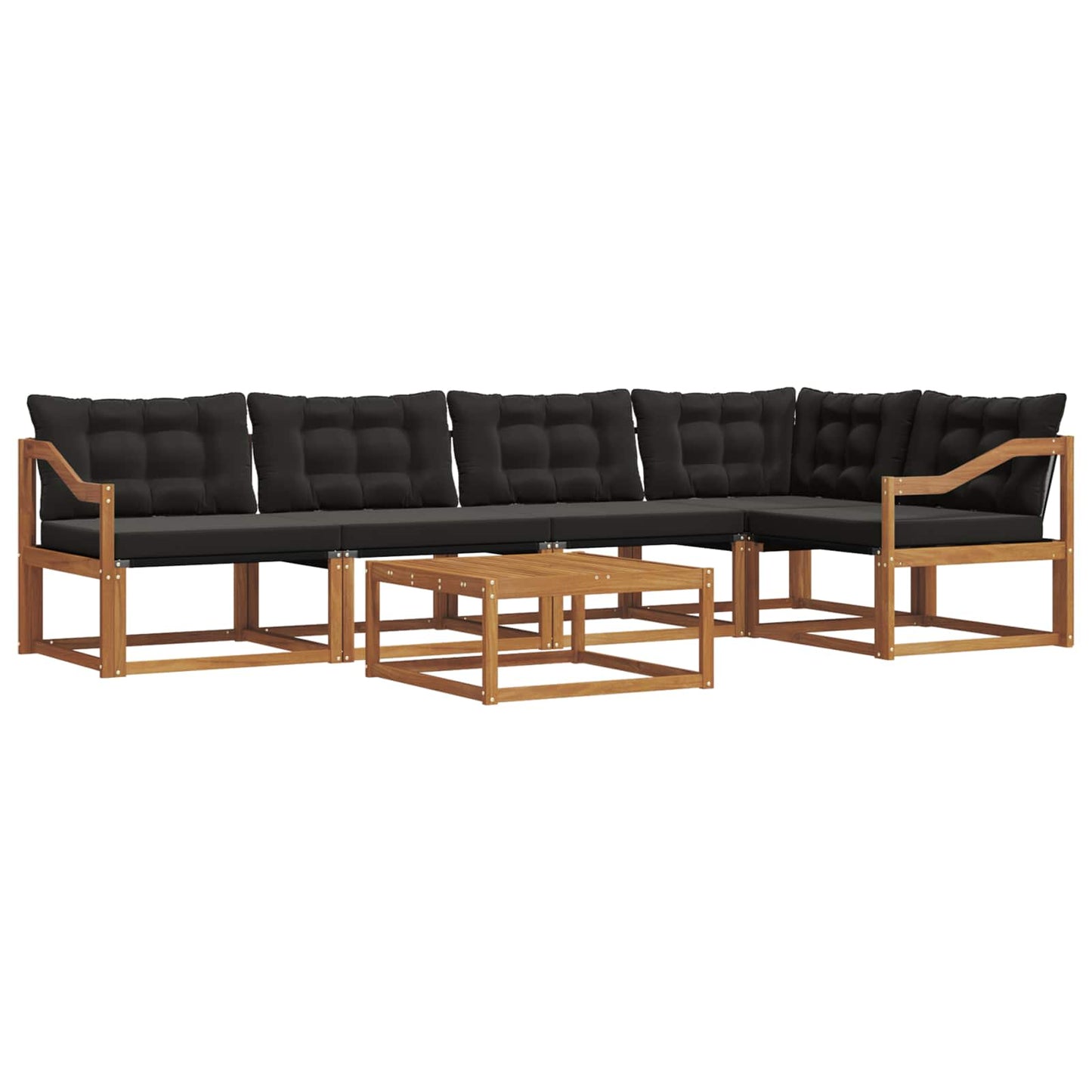 Set di divani da esterno con cuscino 6 pcs Naturale e Nero | homemem39