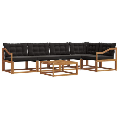 Set di divani da esterno con cuscino 6 pcs Naturale e Nero | homemem39