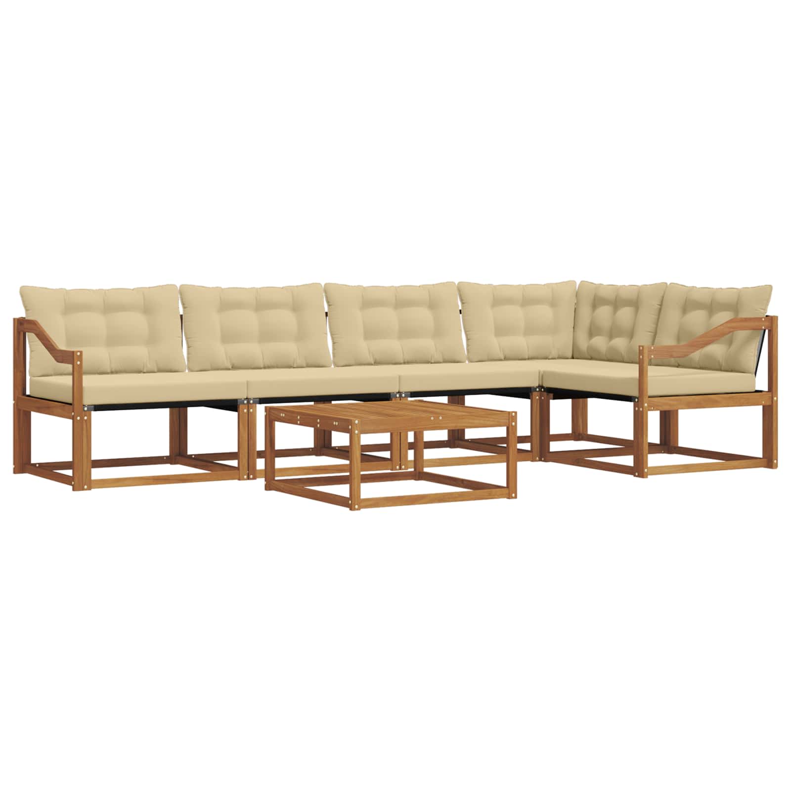 Set di divani da esterno con cuscino 6 pcs Naturale e Beige | homemem39