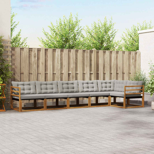 Set di divani da esterno 6 pcs Grigio Naturale e Chiaro | homemem39