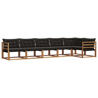 Set di divani da esterno con cuscino 6 pcs Naturale e Nero