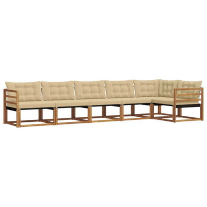 Set di divani da esterno con cuscino 6 pcs Naturale e Beige | homemem39