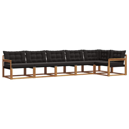 Set di divani da esterno con cuscino 6 pcs Naturale e Nero