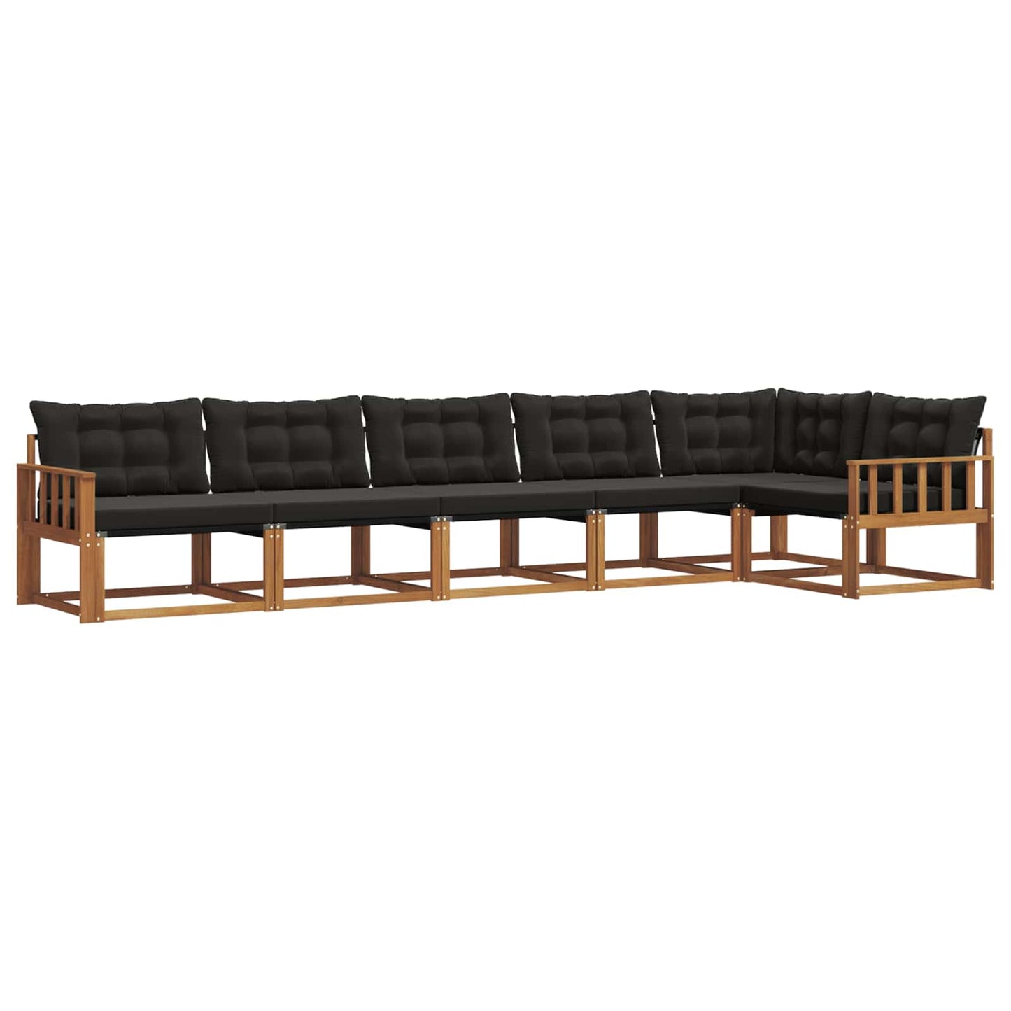 Set di divani da esterno con cuscino 6 pcs Naturale e Nero | homemem39