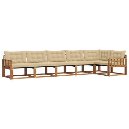 Set di divani da esterno con cuscino 6 pcs Naturale e Beige | homemem39