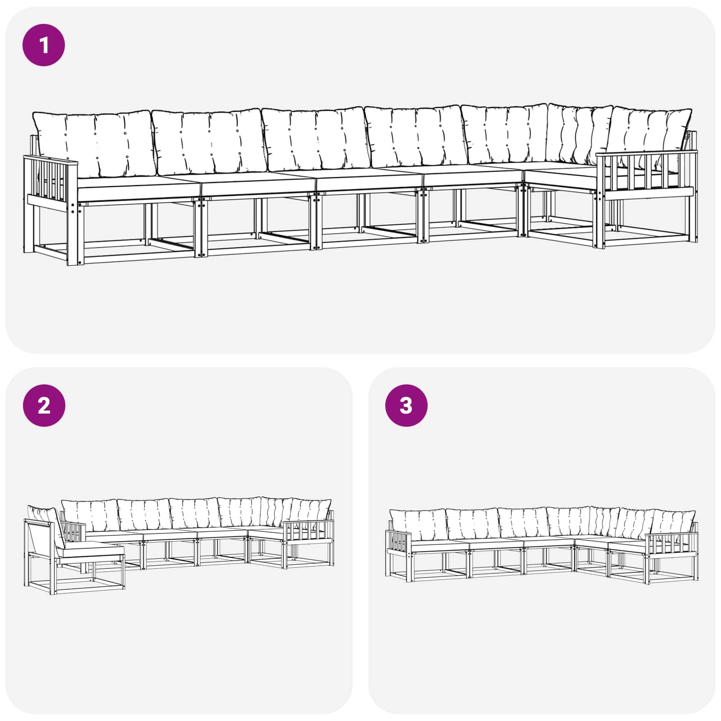 Set di divani da esterno con cuscino 6 pcs Naturale e Beige | homemem39