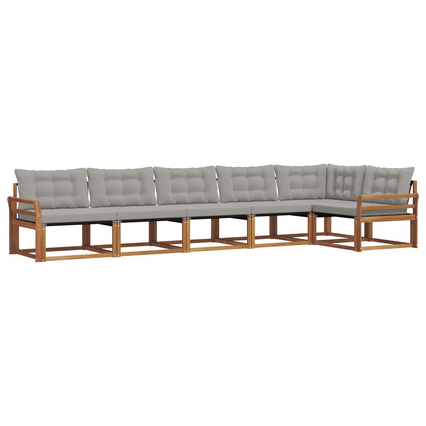 Set di divani da esterno 6 pcs Grigio Naturale e Chiaro