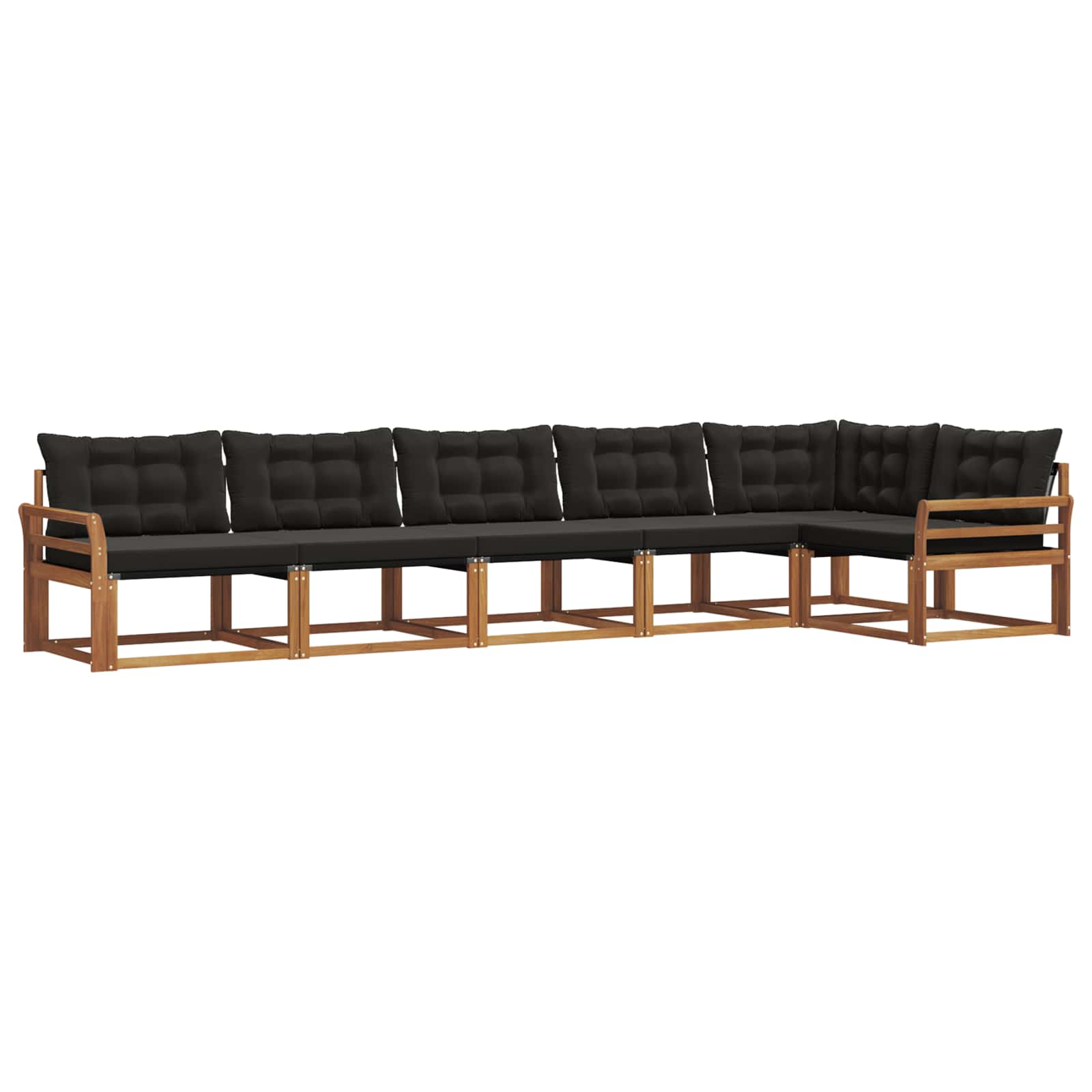 Set di divani da esterno con cuscino 6 pcs Naturale e Nero | homemem39