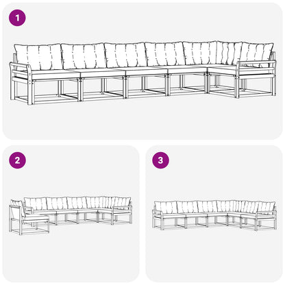 Set di divani da esterno con cuscino 6 pcs Naturale e Nero | homemem39