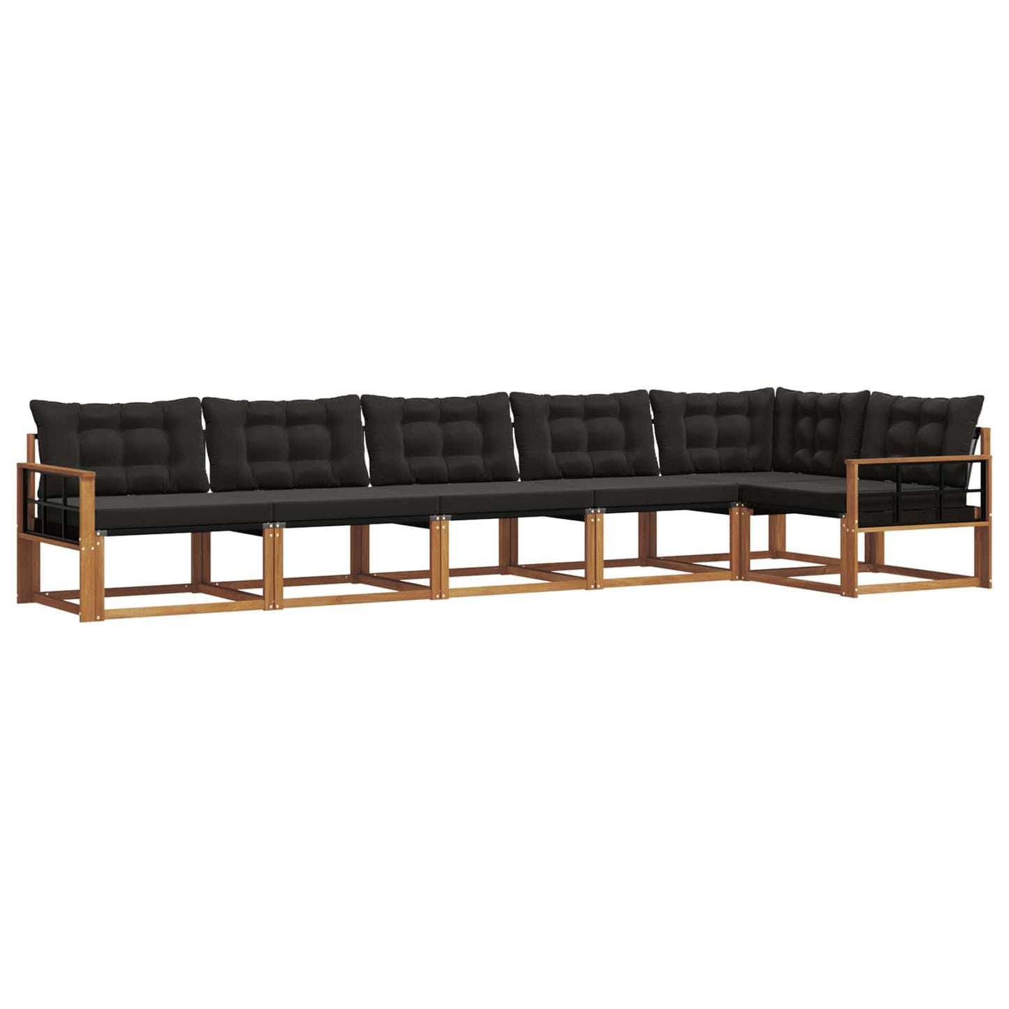 Set di divani da esterno con cuscino 6 pcs Naturale e Nero | homemem39