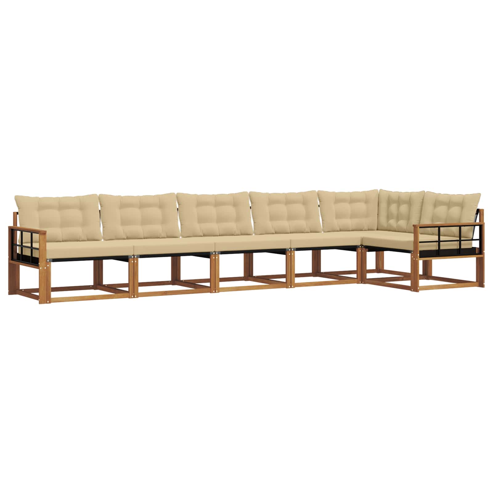 Set di divani da esterno con cuscino 6 pcs Naturale e Beige | homemem39