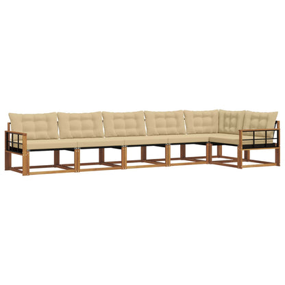 Set di divani da esterno con cuscino 6 pcs Naturale e Beige | homemem39