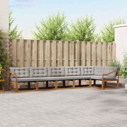 Set di divani da esterno 6 pcs Grigio Naturale e Chiaro
