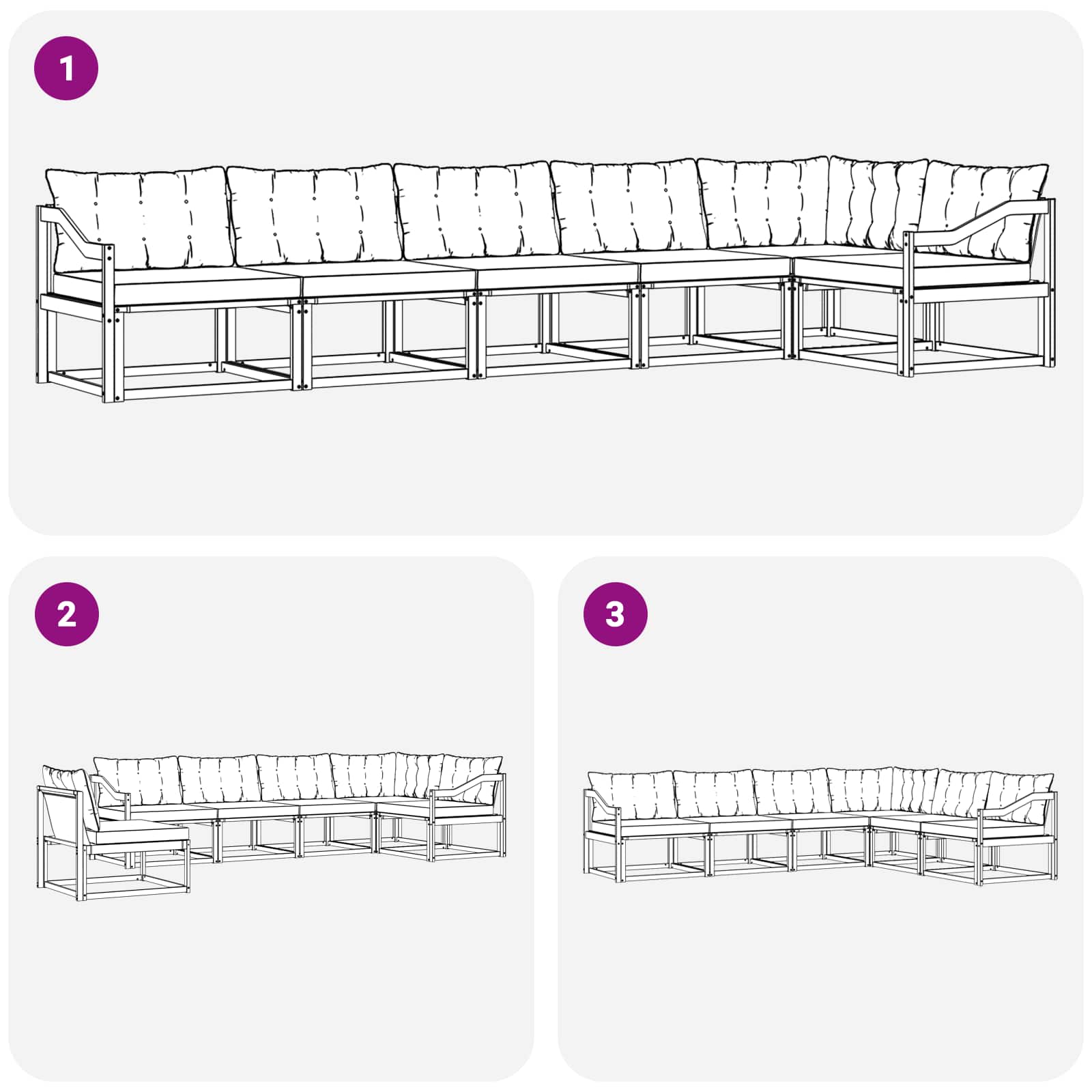 Set di divani da esterno 6 pcs Grigio Naturale e Chiaro | homemem39