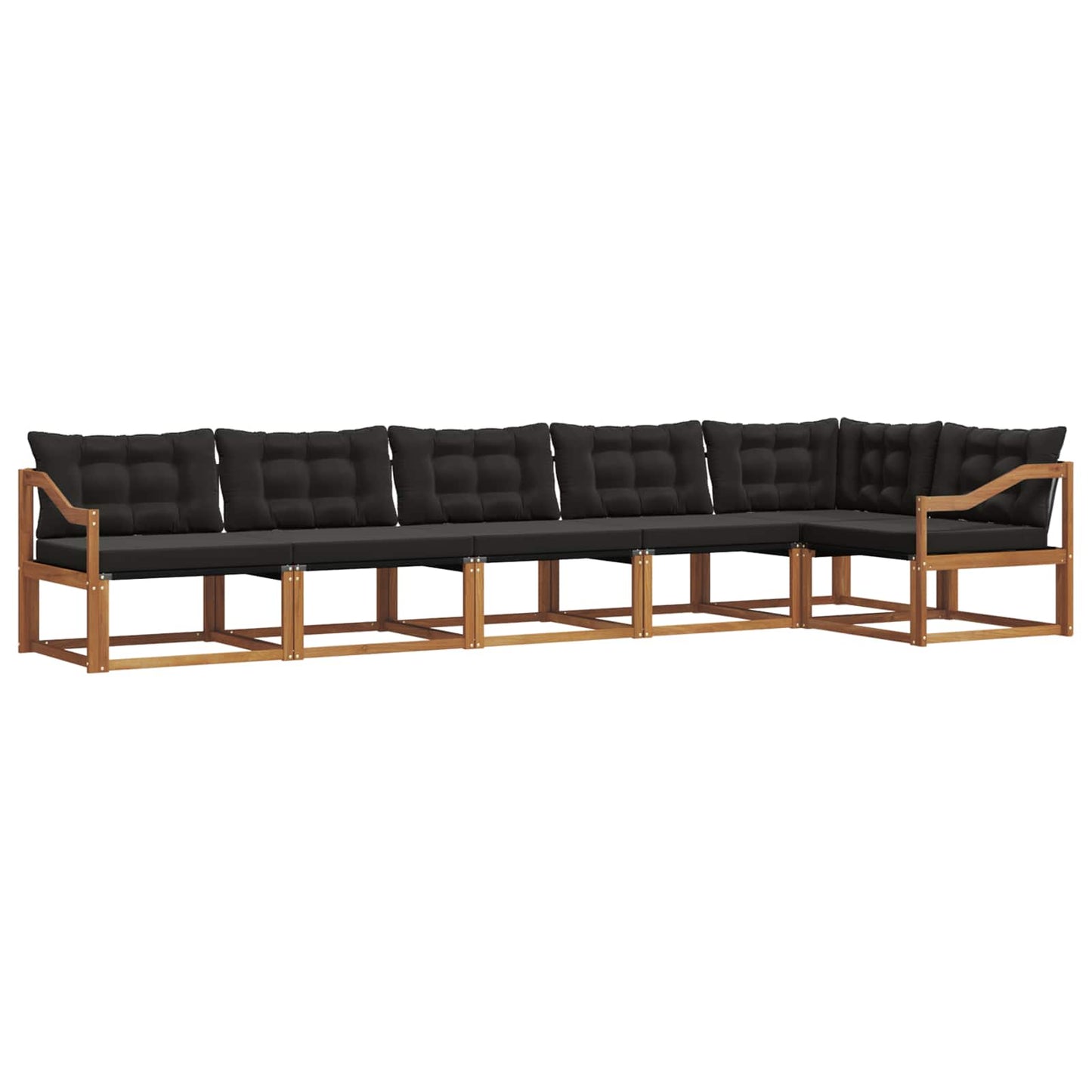 Set di divani da esterno con cuscino 6 pcs Naturale e Nero