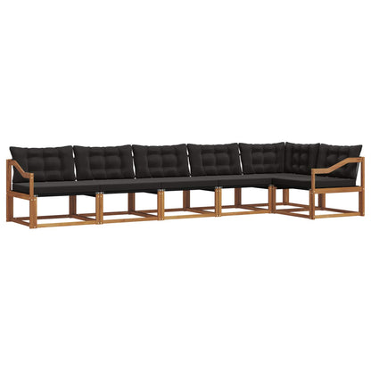 Set di divani da esterno con cuscino 6 pcs Naturale e Nero