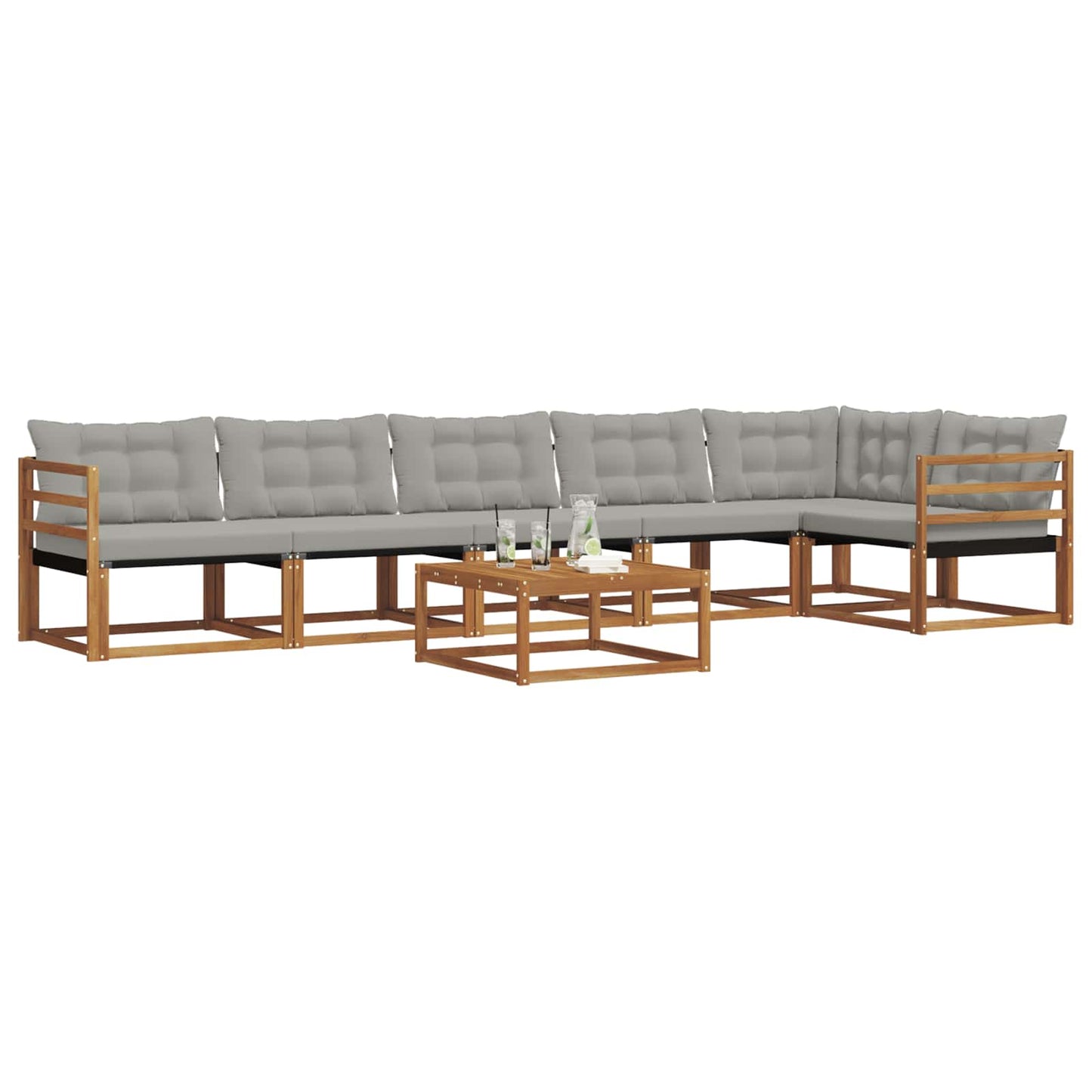 Set di divani da esterno 7 pcs Grigio Naturale e Chiaro | homemem39