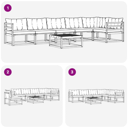 Set di divani da esterno 7 pcs Grigio Naturale e Chiaro | homemem39