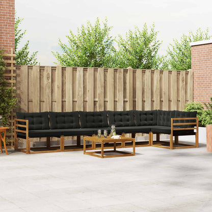 Set di divani da esterno con cuscino 7 pcs Naturale e Nero | homemem39