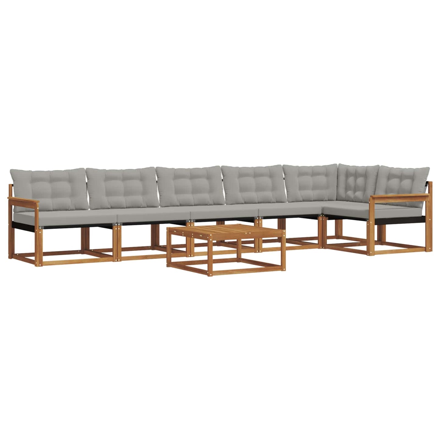 Set di divani da esterno 7 pcs Grigio Naturale e Chiaro