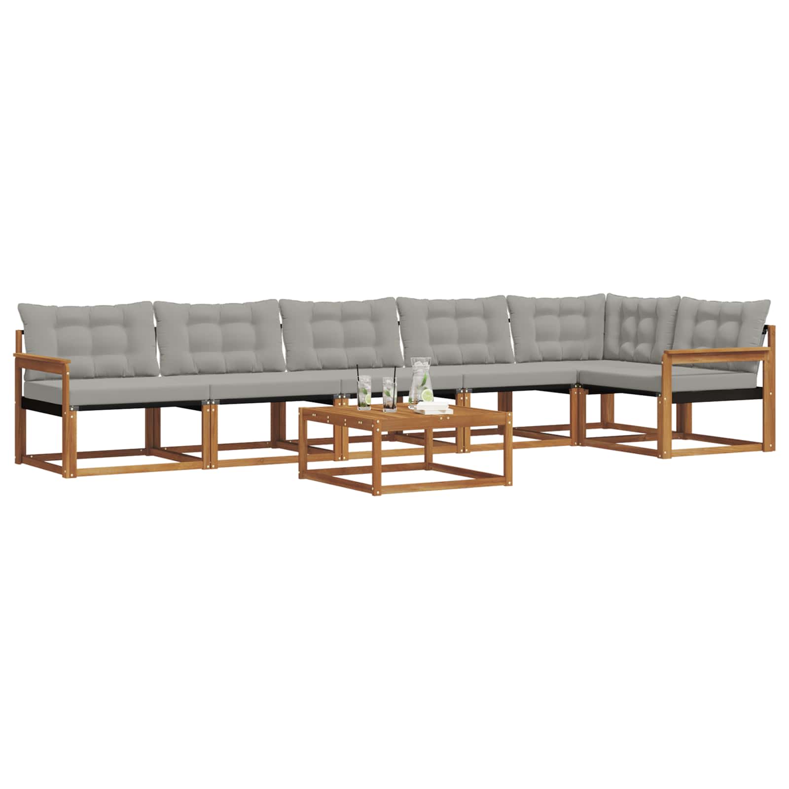 Set di divani da esterno 7 pcs Grigio Naturale e Chiaro | homemem39