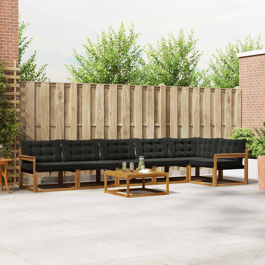 Set di divani da esterno con cuscino 7 pcs Naturale e Nero | homemem39