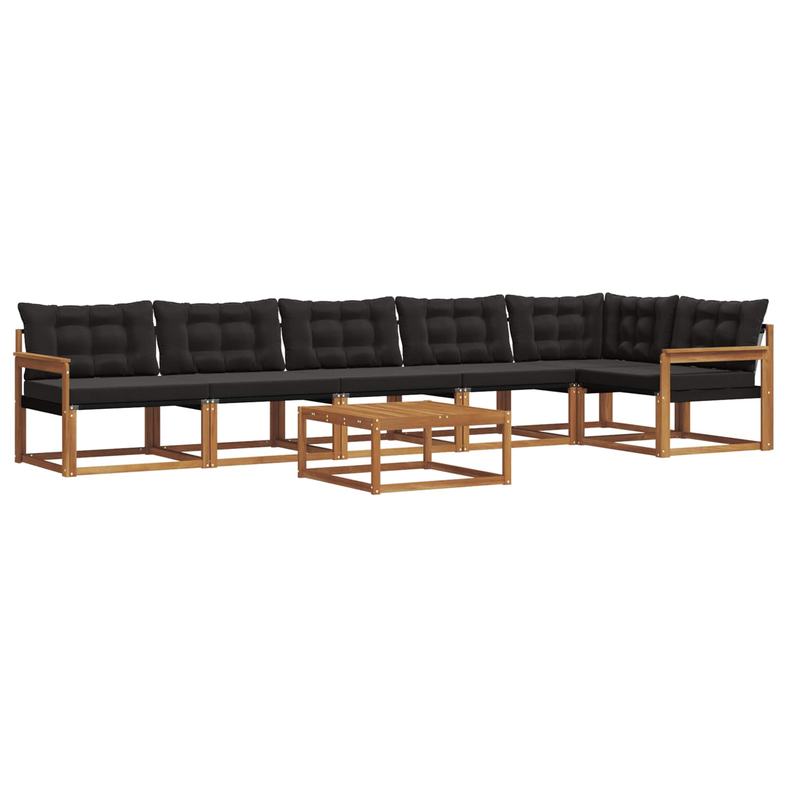 Set di divani da esterno con cuscino 7 pcs Naturale e Nero | homemem39