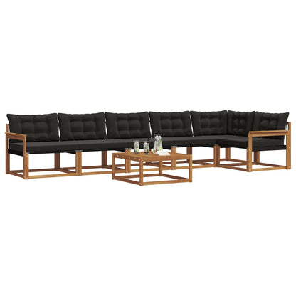Set di divani da esterno con cuscino 7 pcs Naturale e Nero | homemem39