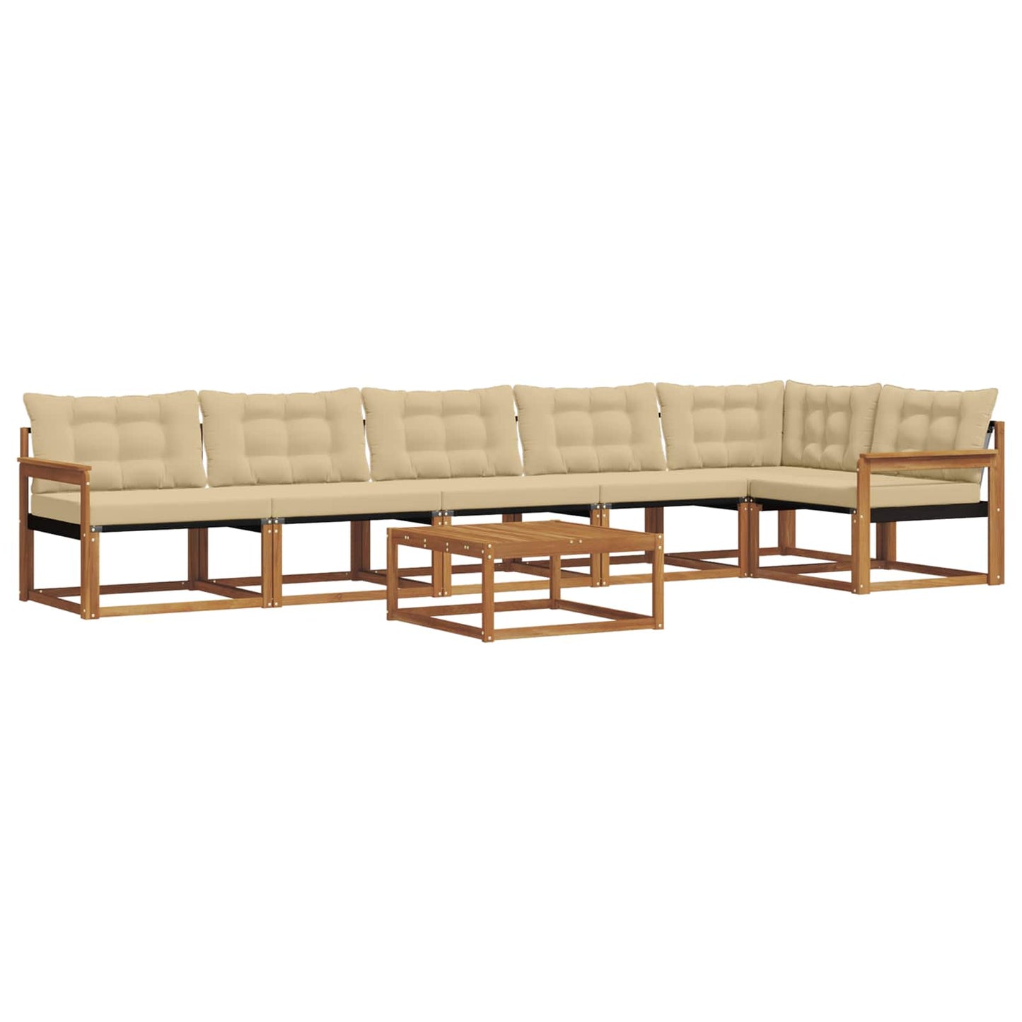Set di divani da esterno con cuscino 7 pcs Naturale e Beige | homemem39