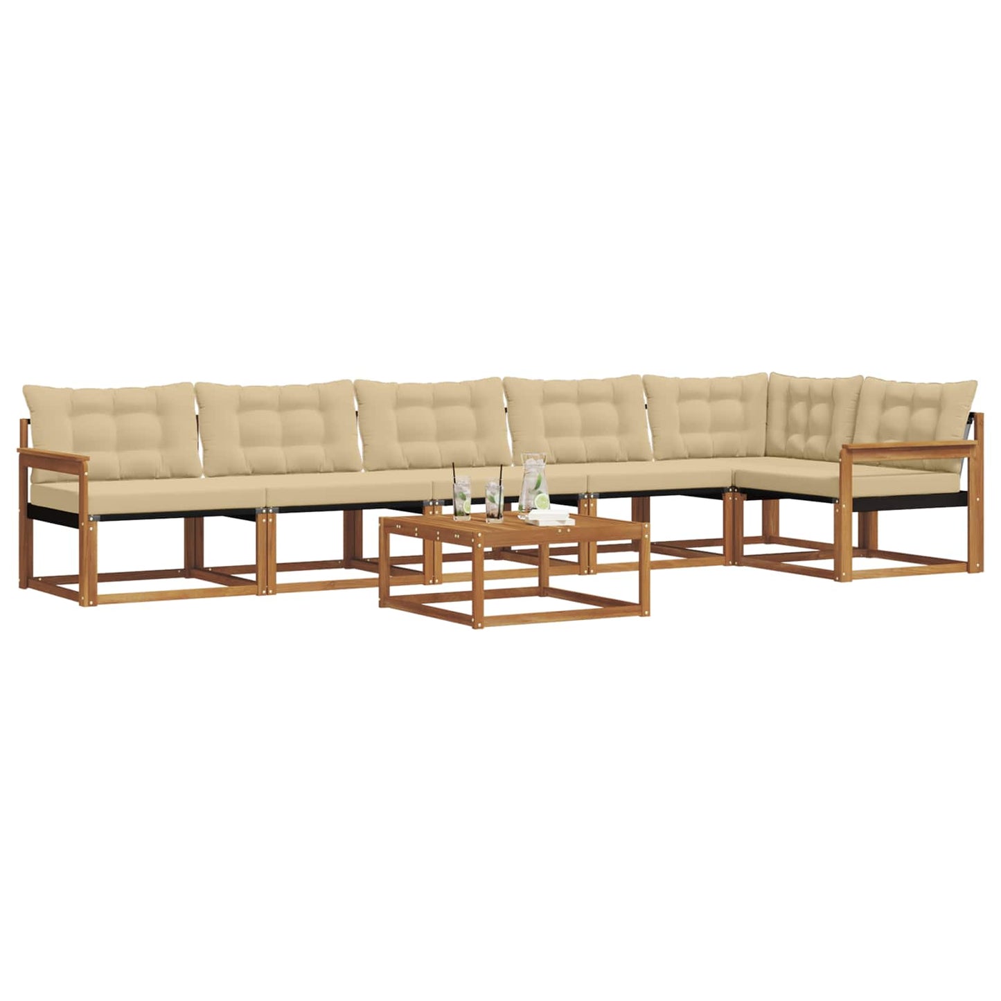 Set di divani da esterno con cuscino 7 pcs Naturale e Beige | homemem39